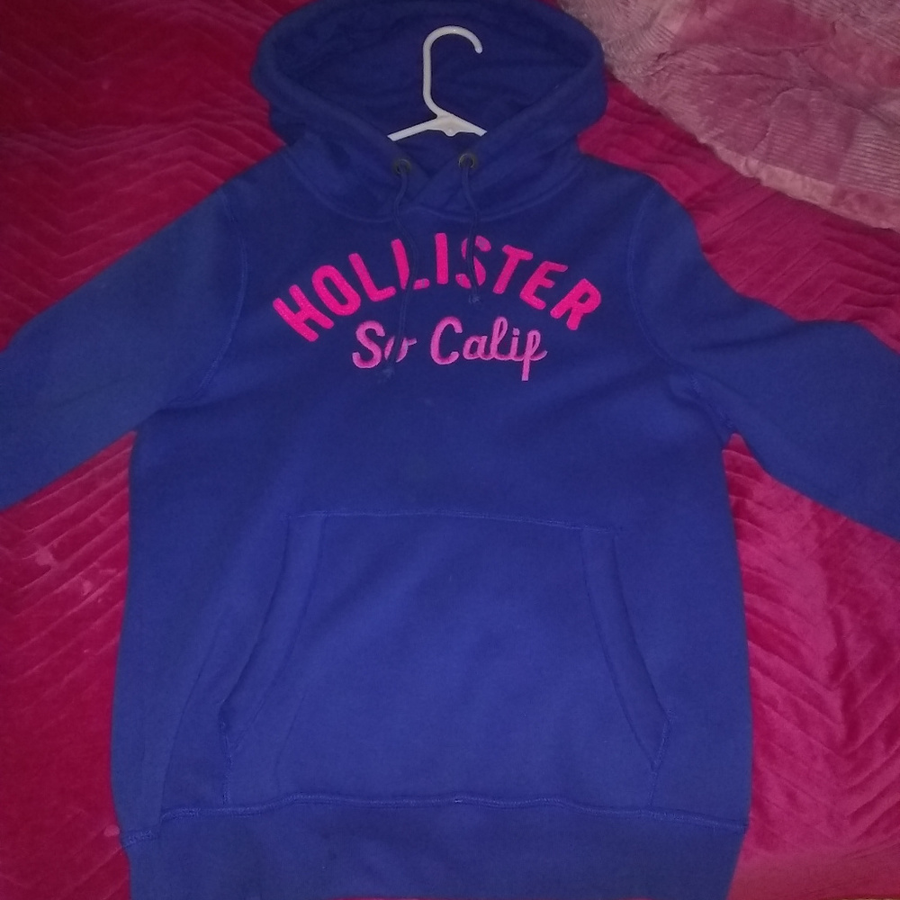 Hollister graphic blue and pink hoodie